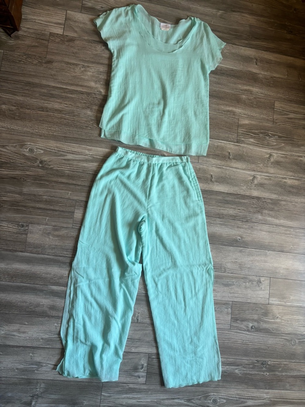Light Teal Three-Piece Jumpsuit Set - Women's Relaxed Fit